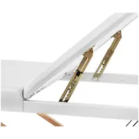 Sulankstomas masažo stalas - pakreipiama atrama kojoms - buko mediena - itin platus (70 cm) - baltas