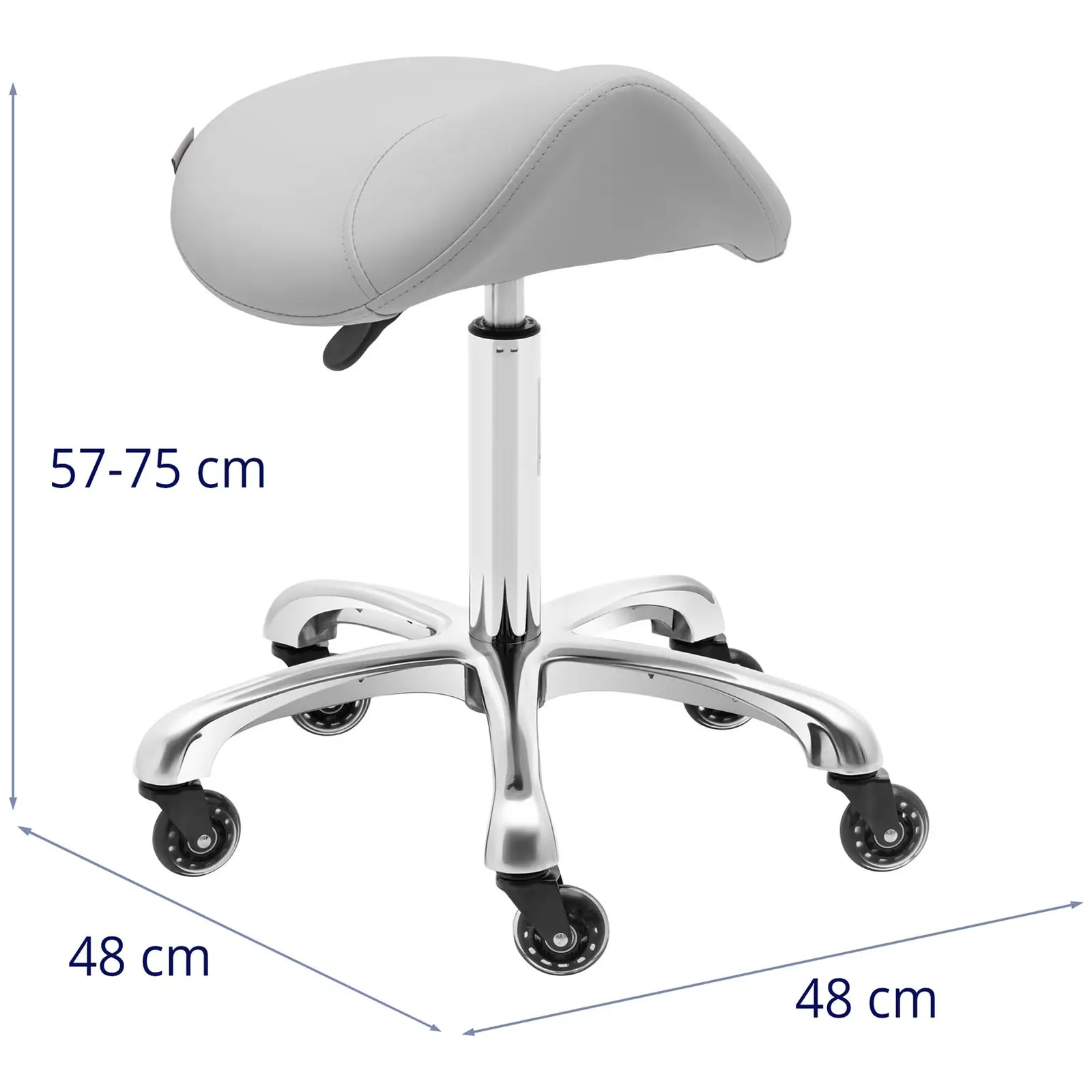 Sedlová židle - 570–750 mm - 150 kg - světle šedá