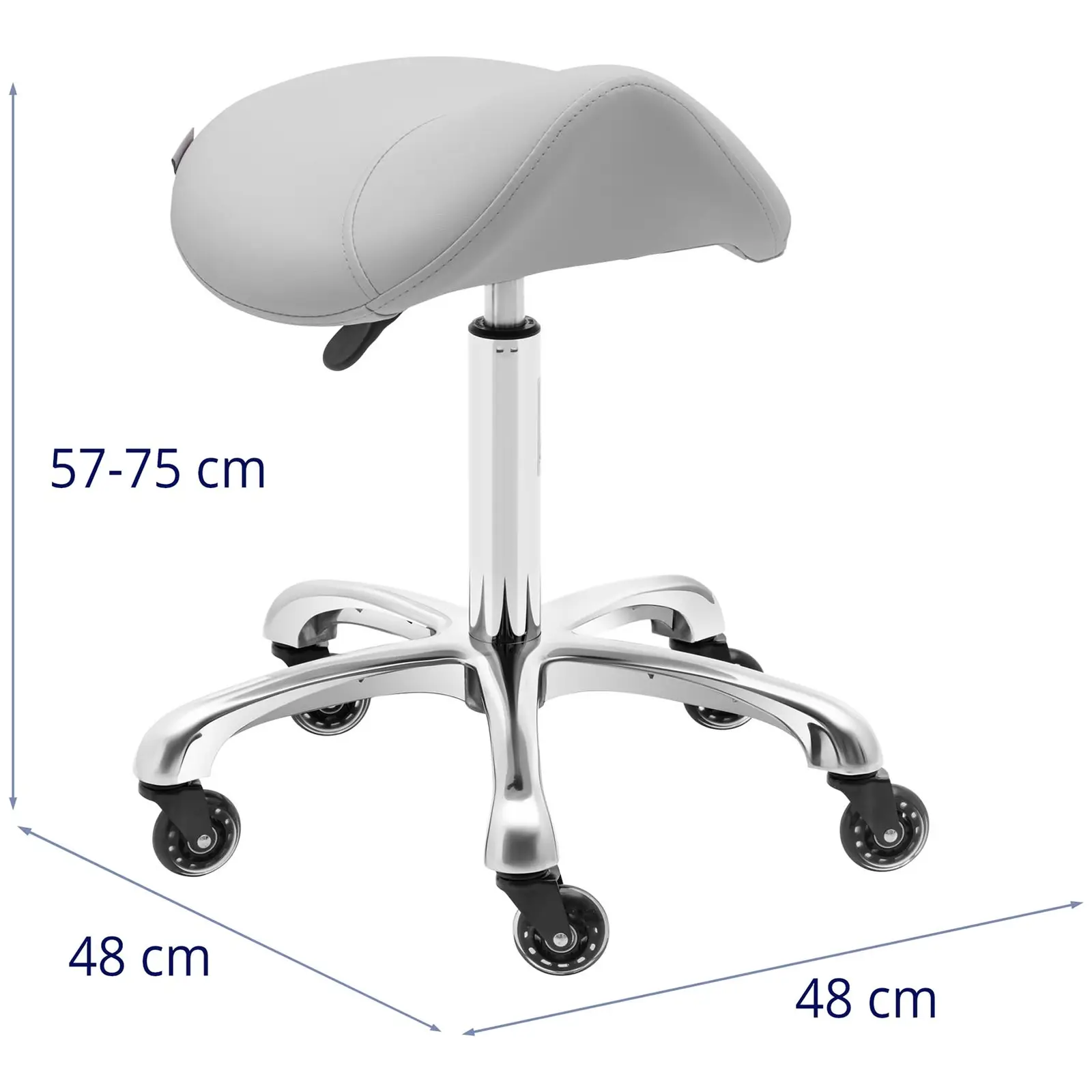 Sadelstol – 570 - 750 mm – 150kg – Lysegrå