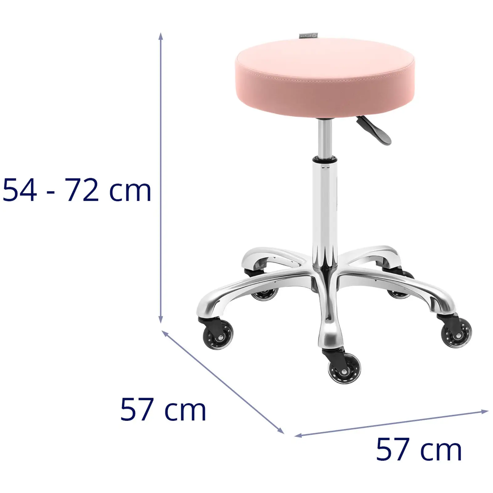 Otočná židle na kolečkách - 540–720 mm - 150 kg - jemně růžová (Maximální zatížení: 150 kg)