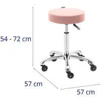 Taburete con ruedas - 540 - 720 mm - 150 kg - Rosa pálido