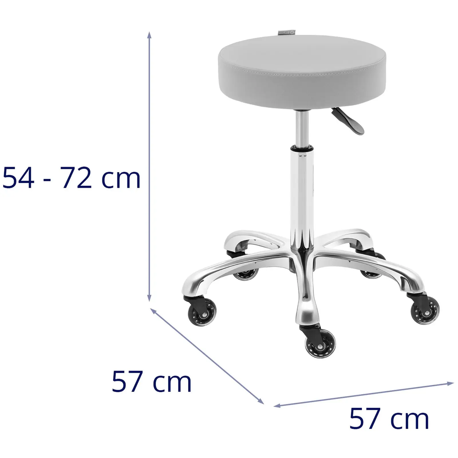 Stolička na kolieskach - 540 - 720 mm - 150 kg - svetlosivá