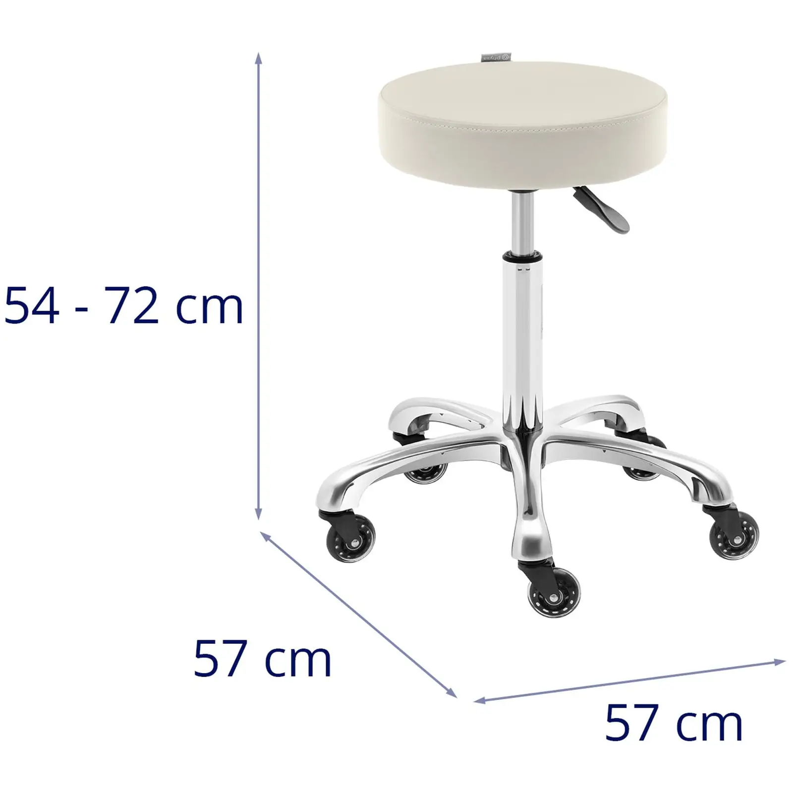 Stolička na kolieskach - 540 - 720 mm - 150 kg - béžová