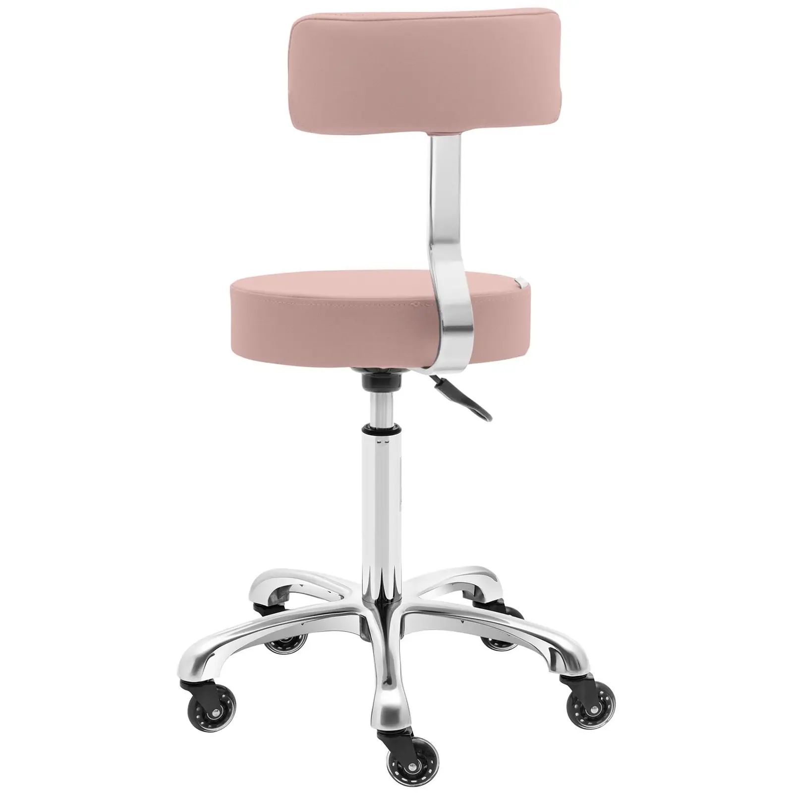 Tabouret de coiffeur à roulettes avec dossier - 540 - 720 mm - Rose pâle