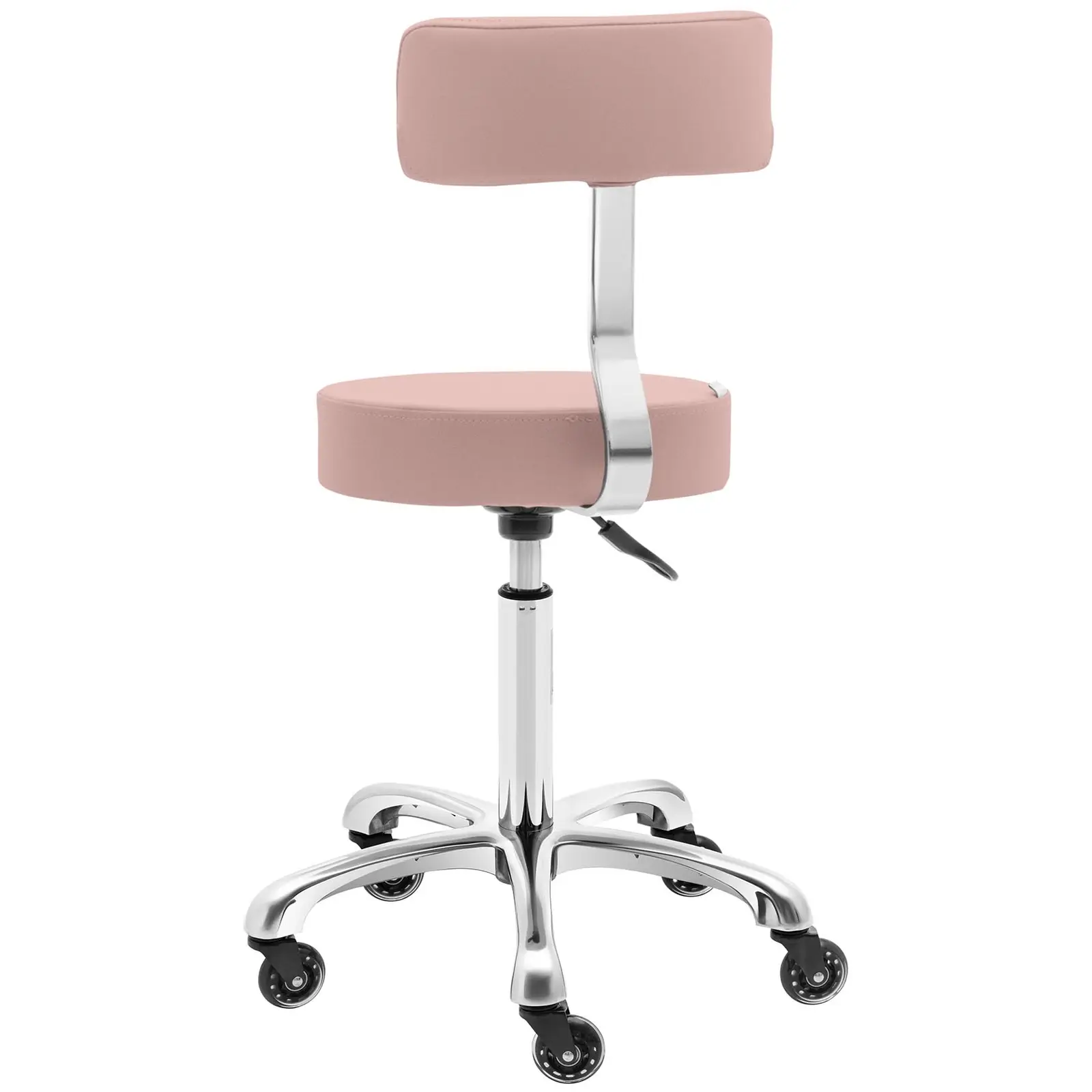 Otočná židle na kolečkách s opěradlem - 540–720 mm - jemně růžová