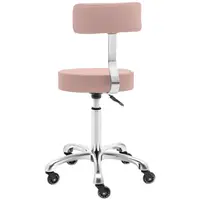 Rolling Stool - with backrest - 540-720 mm - Powder pink