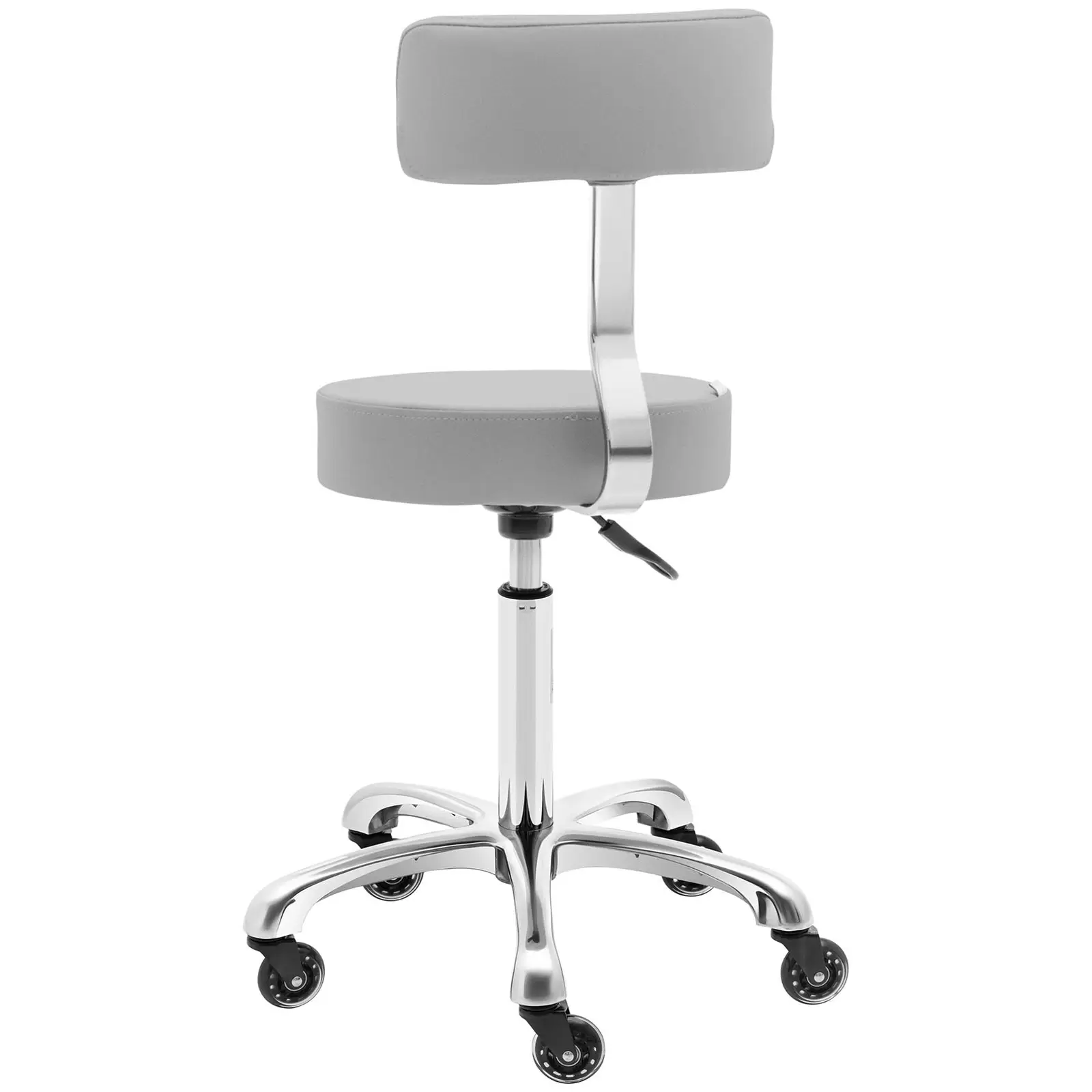 Tabouret de coiffeur à roulettes avec dossier - 540 - 720 mm - Gris pâle