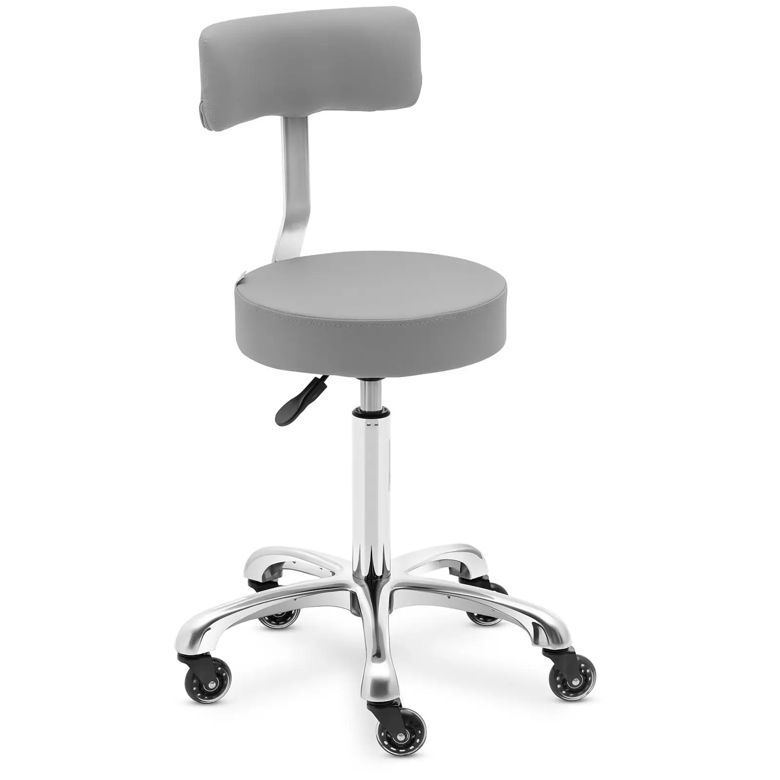 Tabouret de coiffeur à roulettes avec dossier - 540 - 720 mm - Gris foncé