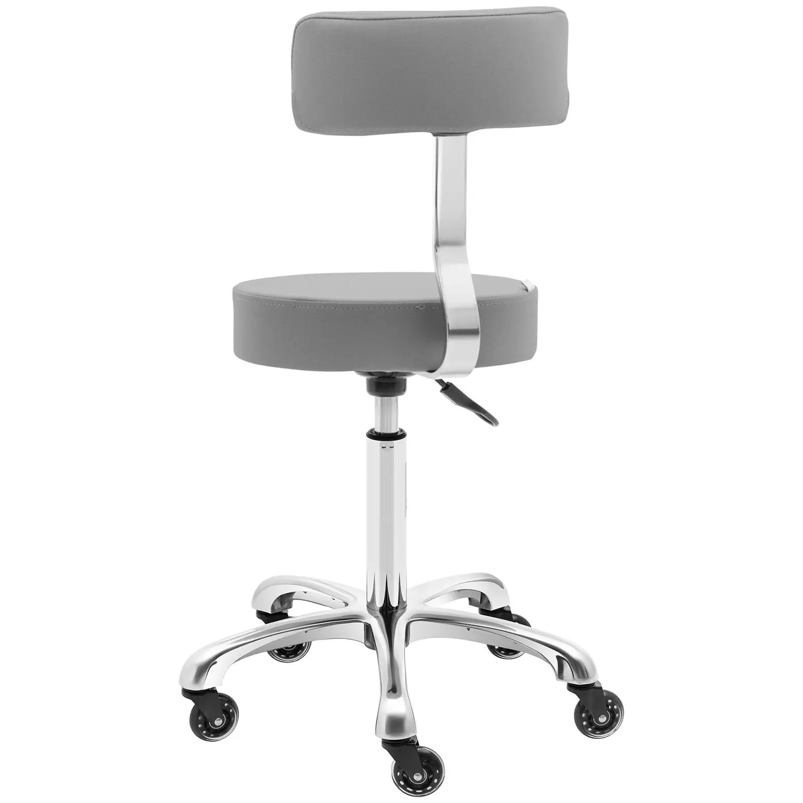 Tabouret de coiffeur à roulettes avec dossier - 540 - 720 mm - Gris foncé