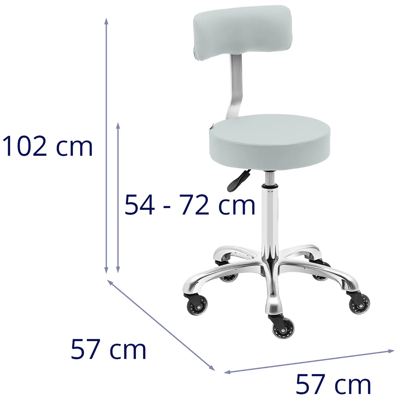 Arbejdsstol med hjul - 540 - 720 mm - pistacie