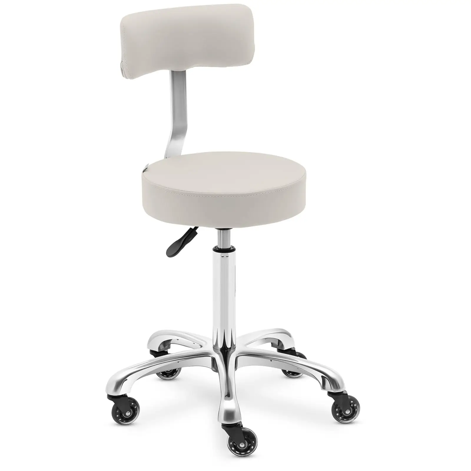 Tabouret de coiffeur à roulettes avec dossier - 540 - 720 mm - Beige