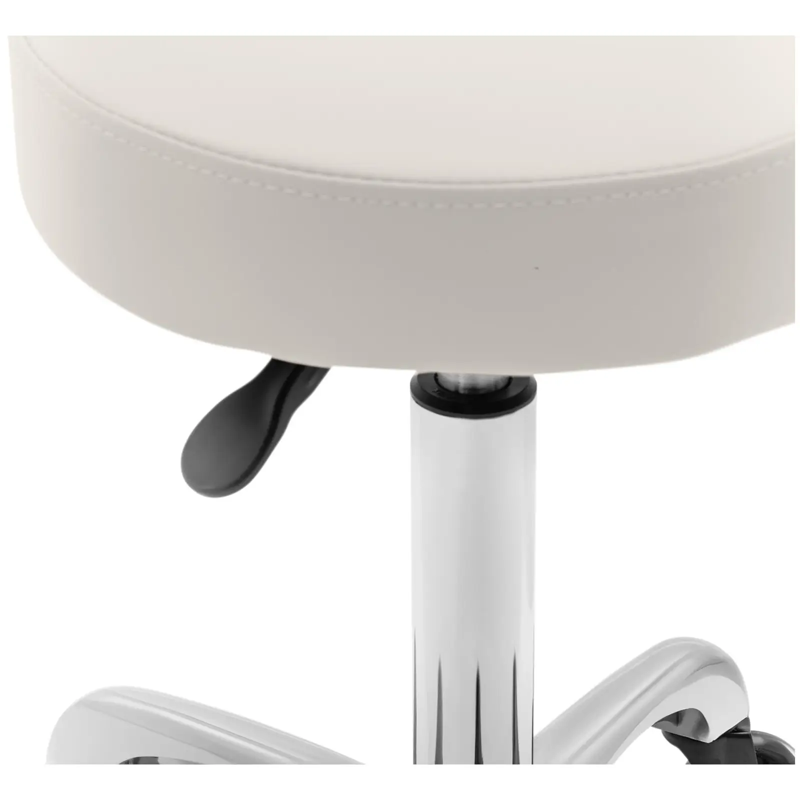 Tabouret de coiffeur à roulettes avec dossier - 540 - 720 mm - Beige (Anneau repose-pied: Non)