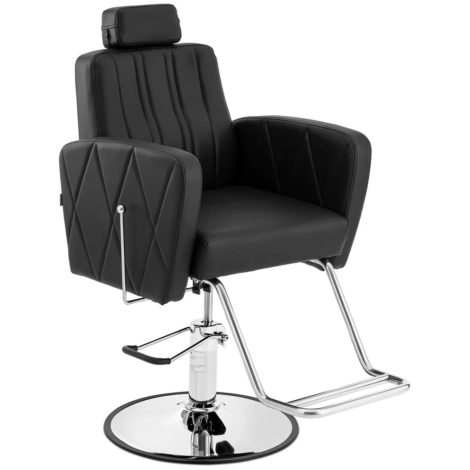 Fauteuil de coiffeur avec repose-pieds - 51 - 71 cm - 200 kg - Noir, Argent
