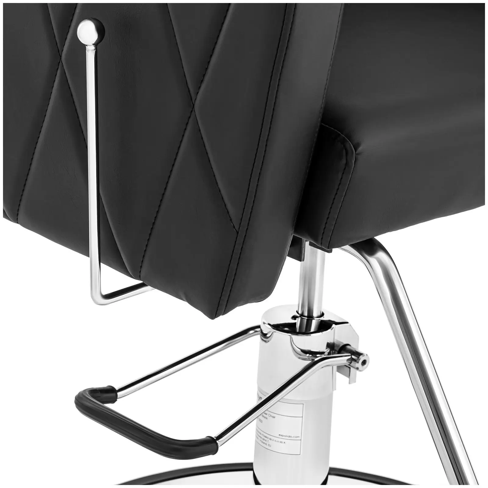 Fauteuil de coiffeur avec repose-pieds - 51 - 71 cm - 200 kg - Noir, Argent (Hauteur max. siège(s): 71 cm)