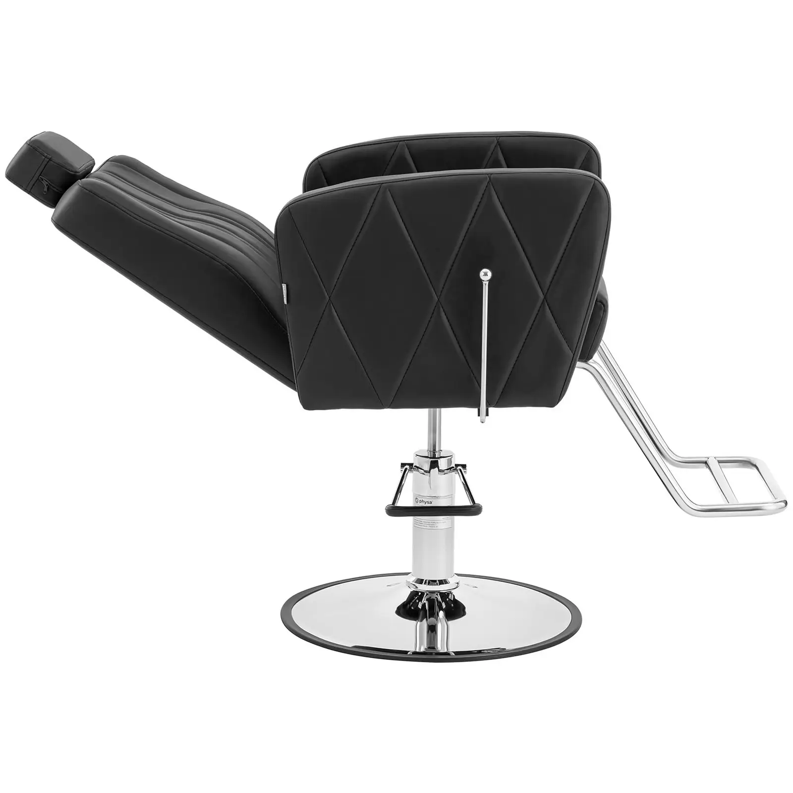 Fauteuil de coiffeur avec repose-pieds - 51 - 71 cm - 200 kg - Noir, Argent (Hauteur min. siège(s): 56 cm)