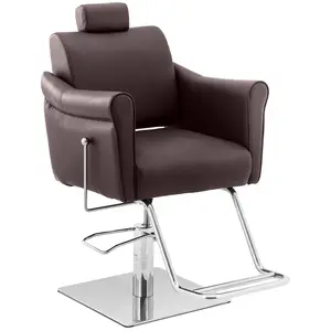 Cadeira de cabeleireiro com apoio para os pés - 1020 - 1170 mm - 200 kg - Marrom, Prata