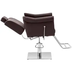 Frisørstol med fodstøtte - 1020 - 1170 mm - 200 kg - brun, sølv