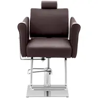 Fotel fryzjerski z podnóżkiem - 1020 - 1170 mm - 200 kg - brązowy, srebrny