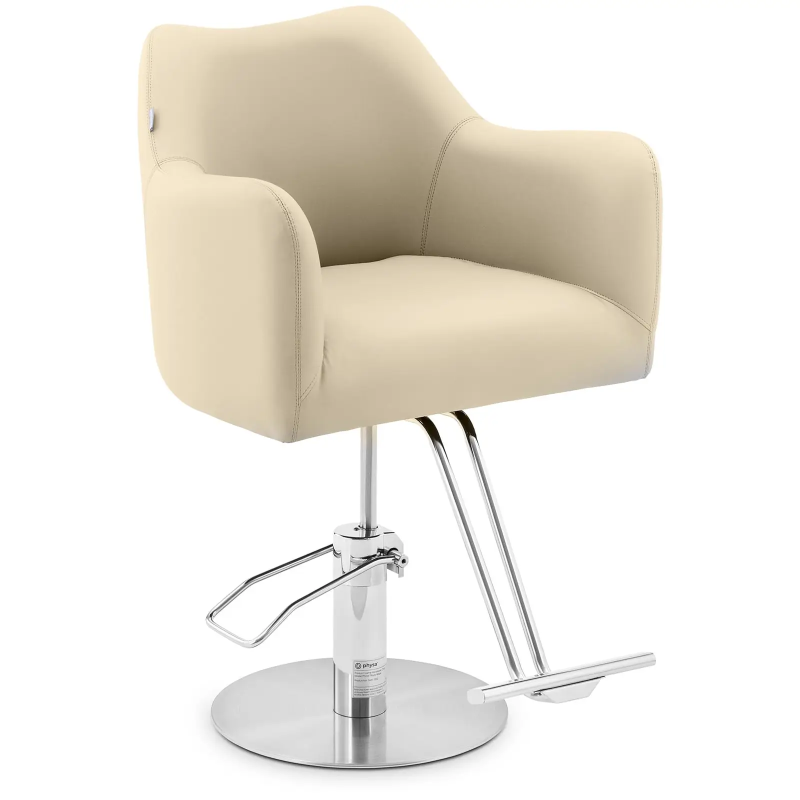 Fauteuil de coiffeur avec repose-pieds - 880 - 1030 mm - 200 kg - Beige, Argent