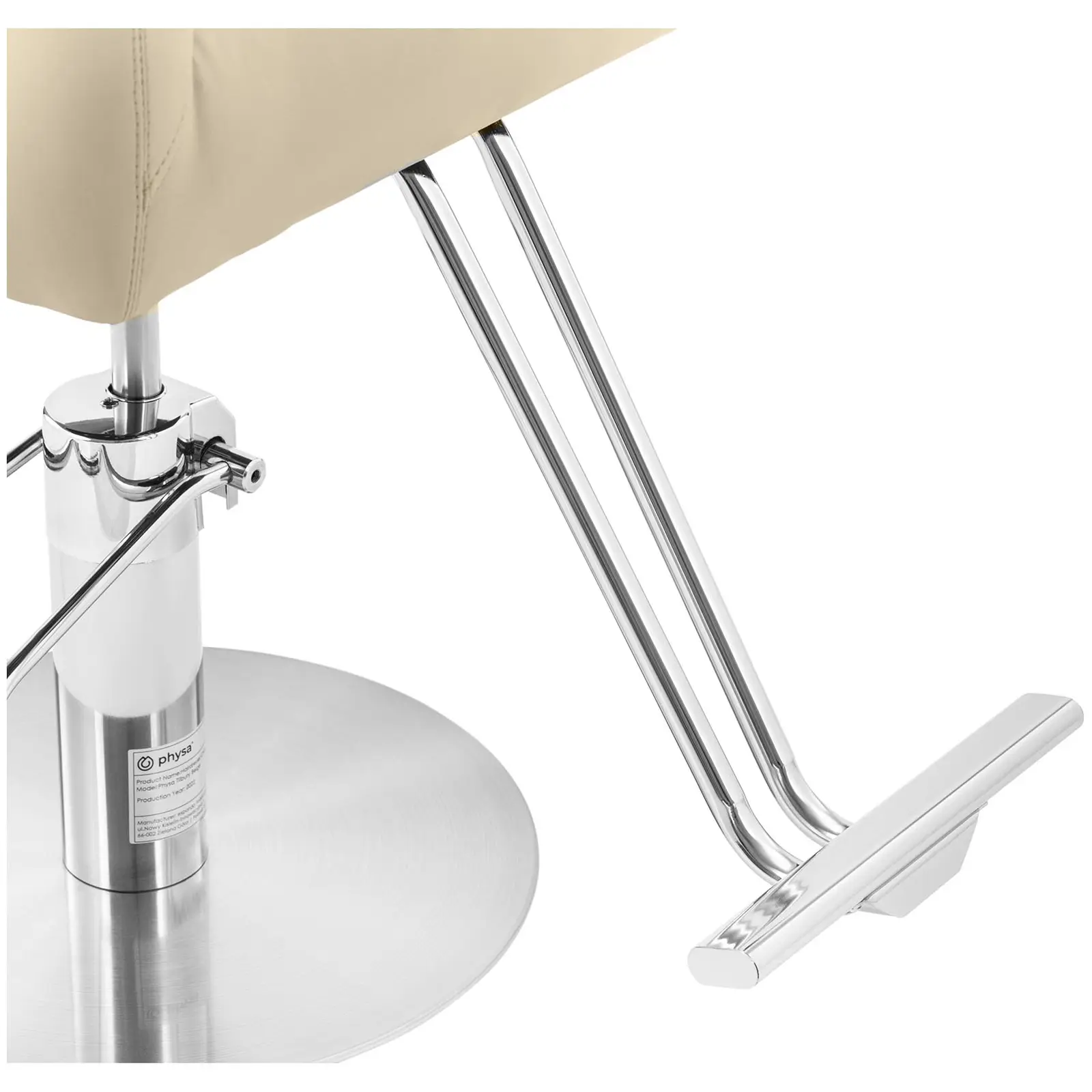 Frisörstol med fotstöd - 880–1030 mm - 200 kg - Beige, Silver