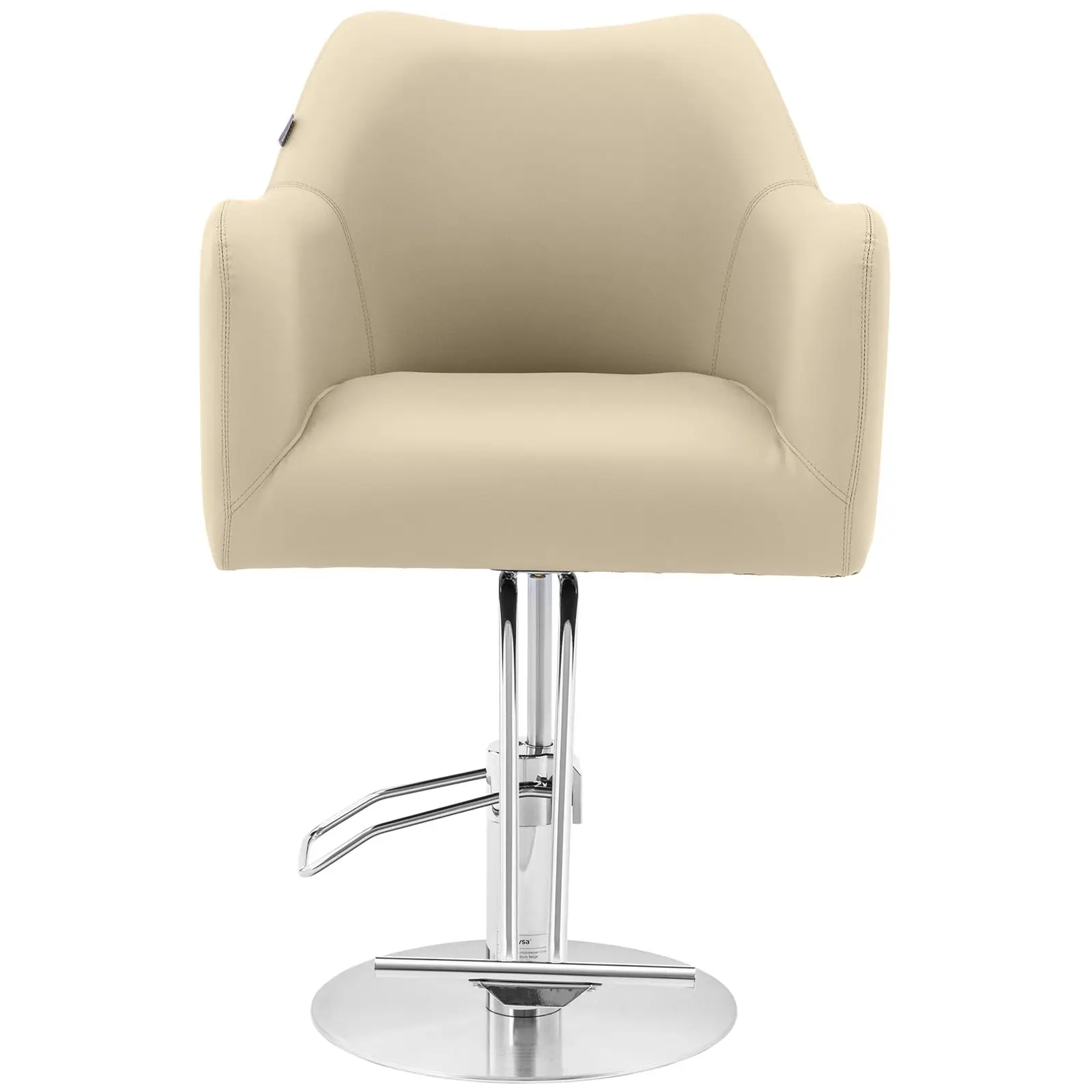 Fauteuil de coiffeur avec repose-pieds - 880 - 1030 mm - 200 kg - Beige, Argent