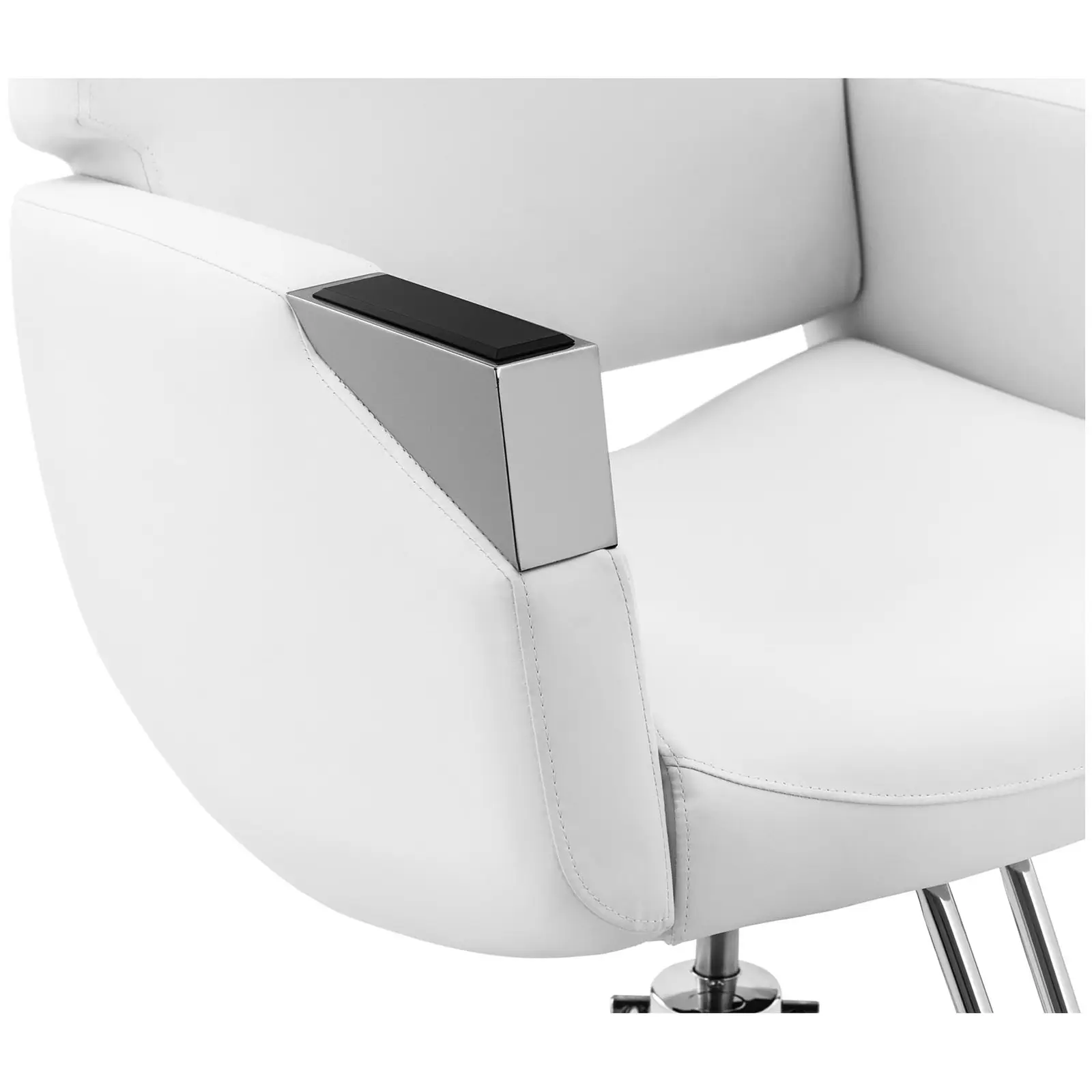 Cadeira de cabeleireiro com apoio para os pés - 880-1030 mm - 200 kg - Prata, Branco