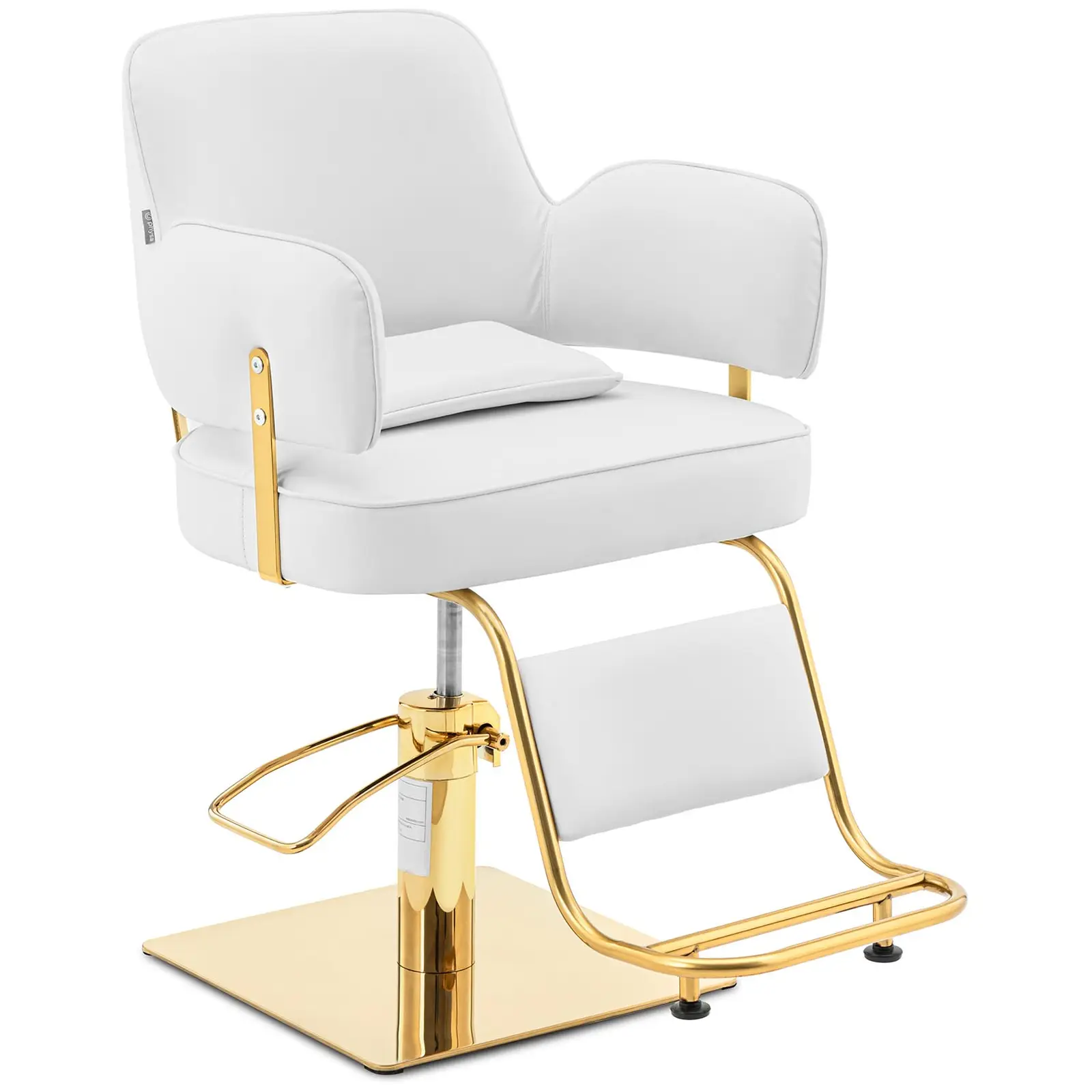 Fauteuil de coiffeur avec repose-pieds - 890 - 1020 mm - 200 kg - Doré, Blanc