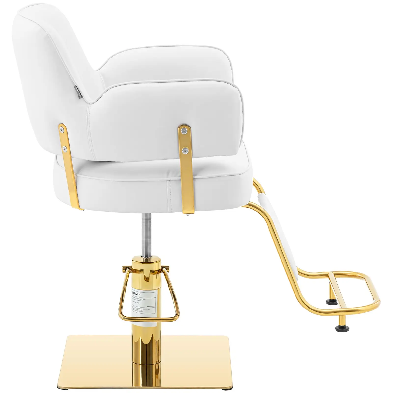 Fauteuil de coiffeur avec repose-pieds - 890 - 1020 mm - 200 kg - Doré, Blanc