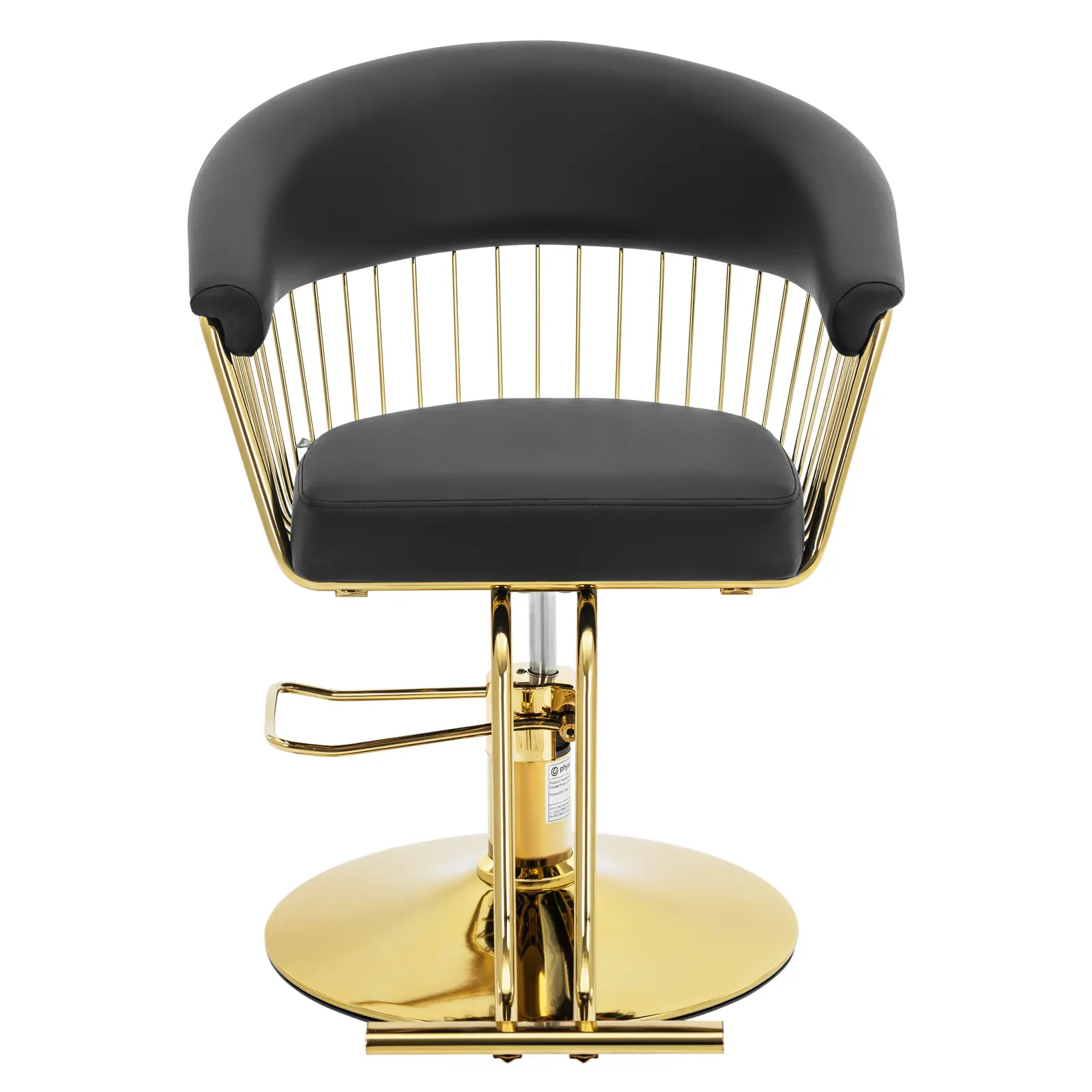 Cadeira de cabeleireiro com apoio para os pés - 820-950 mm - 200 kg - Preto, Dourado