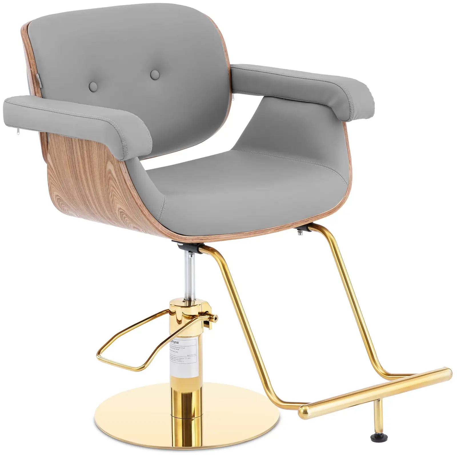 Fauteuil de coiffeur avec repose-pieds - 49 - 63 cm - 200 kg - Doré, Gris