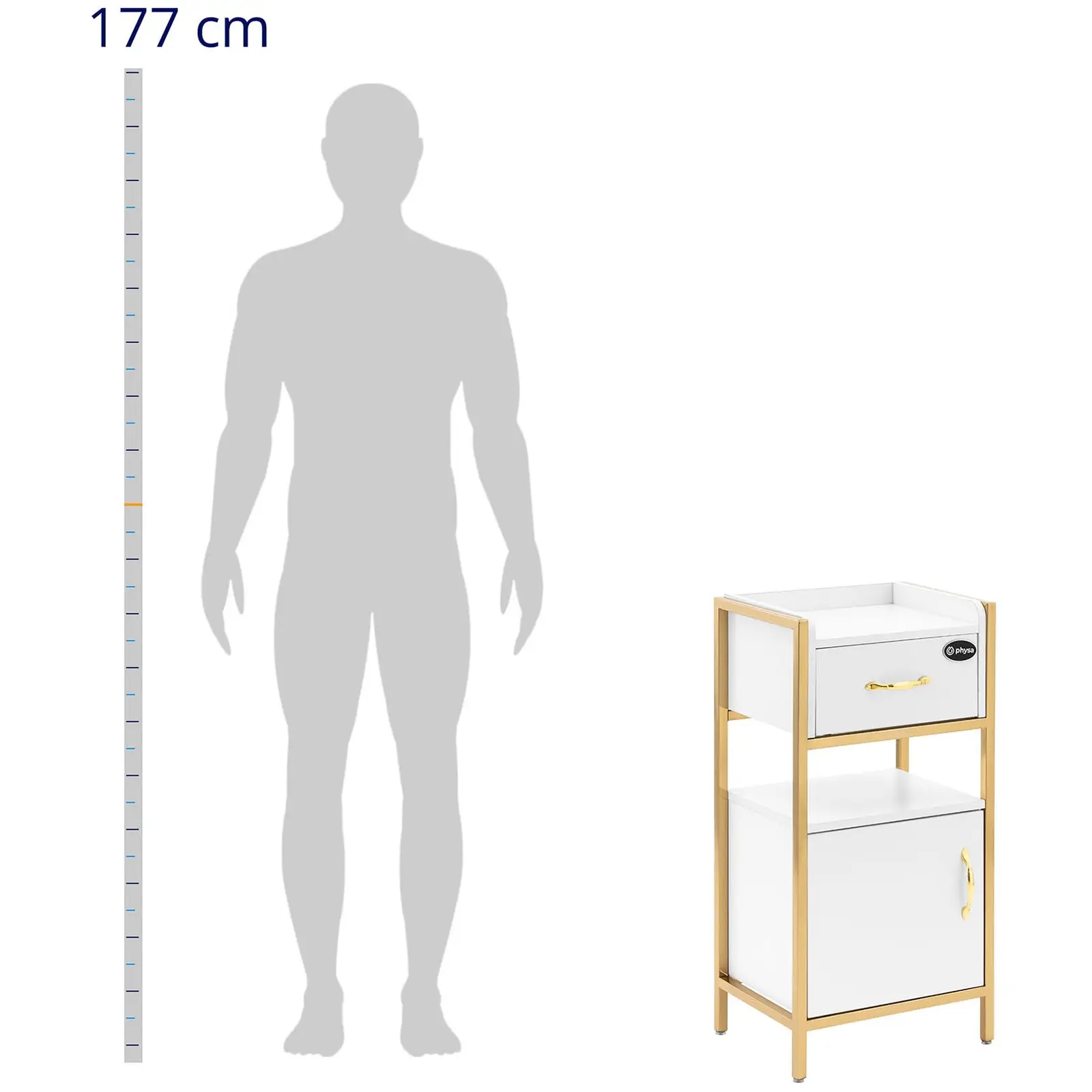 Mobile da toeletta - 82 x 32 x 38 cm - 1 cassetto - 1 scomparto - Bianco, oro