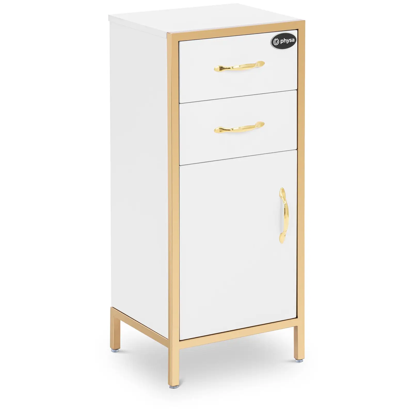 Kosmetická skříňka - 80 x 35 x 30 cm - 2 zásuvky - 1 přihrádka - pozlacený rám