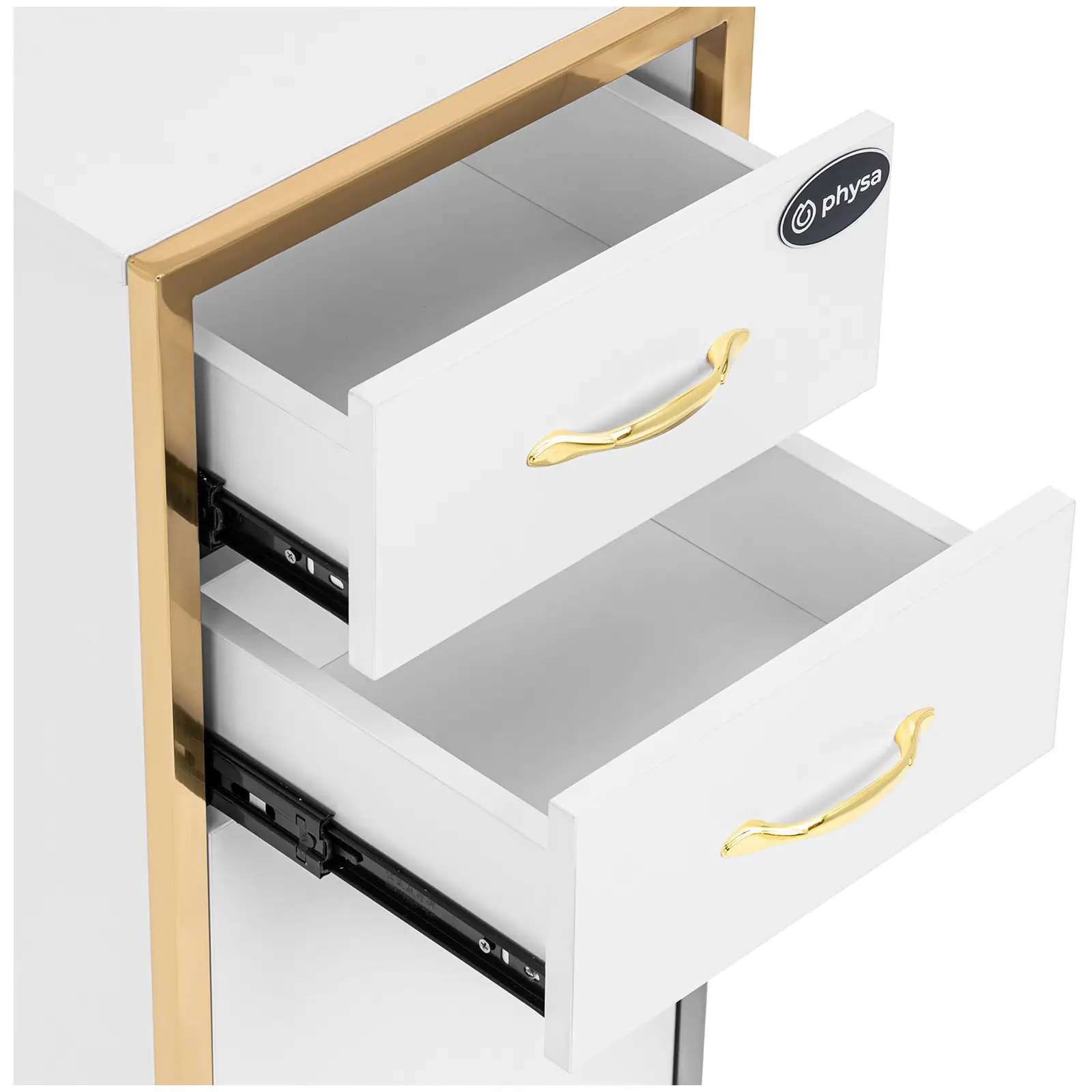 Kosmetická skříňka - 80 x 35 x 30 cm - 2 zásuvky - 1 přihrádka - pozlacený rám (Počet zásuvek: 2 Pc)
