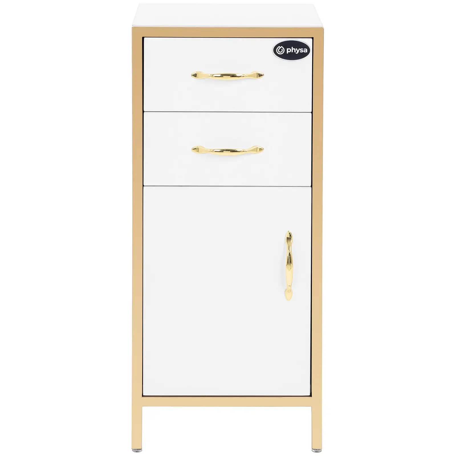 Kosmetická skříňka - 80 x 35 x 30 cm - 2 zásuvky - 1 přihrádka - pozlacený rám (Materiál: Ušlechtilá ocel)