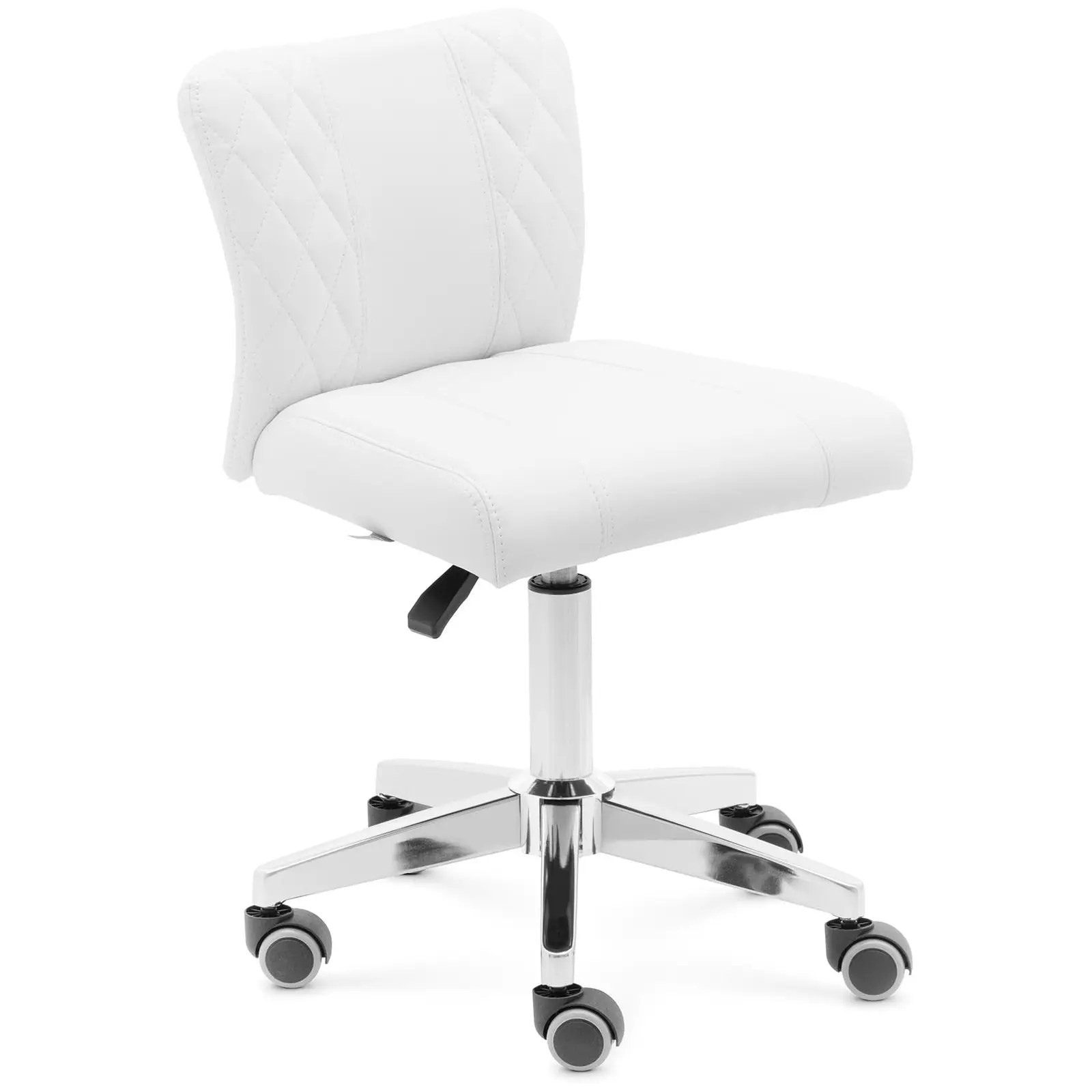 Tabouret à roulette avec dossier - 45 - 59 cm - 150 kg - Blanc