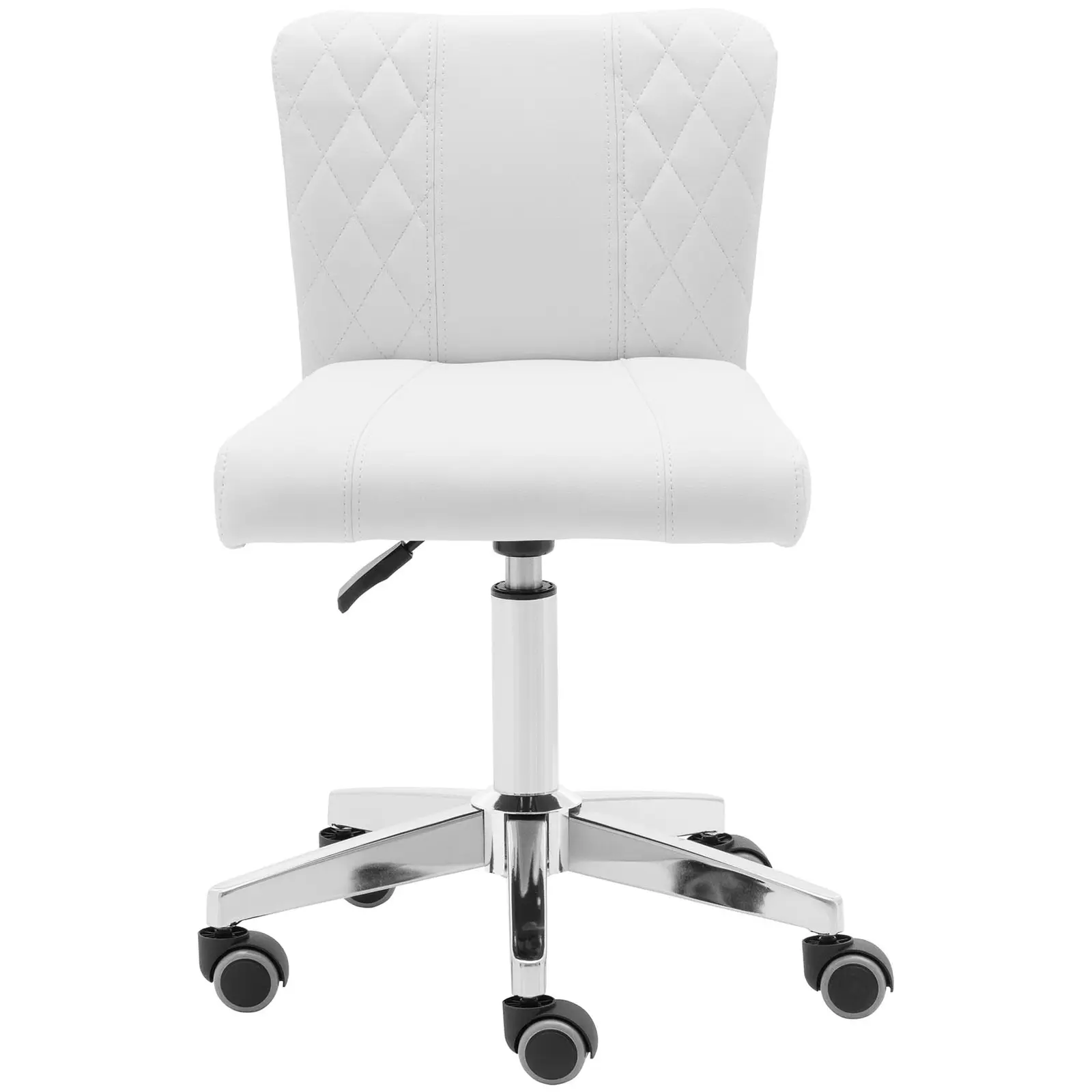 Tabouret à roulette avec dossier - 45 - 59 cm - 150 kg - Blanc