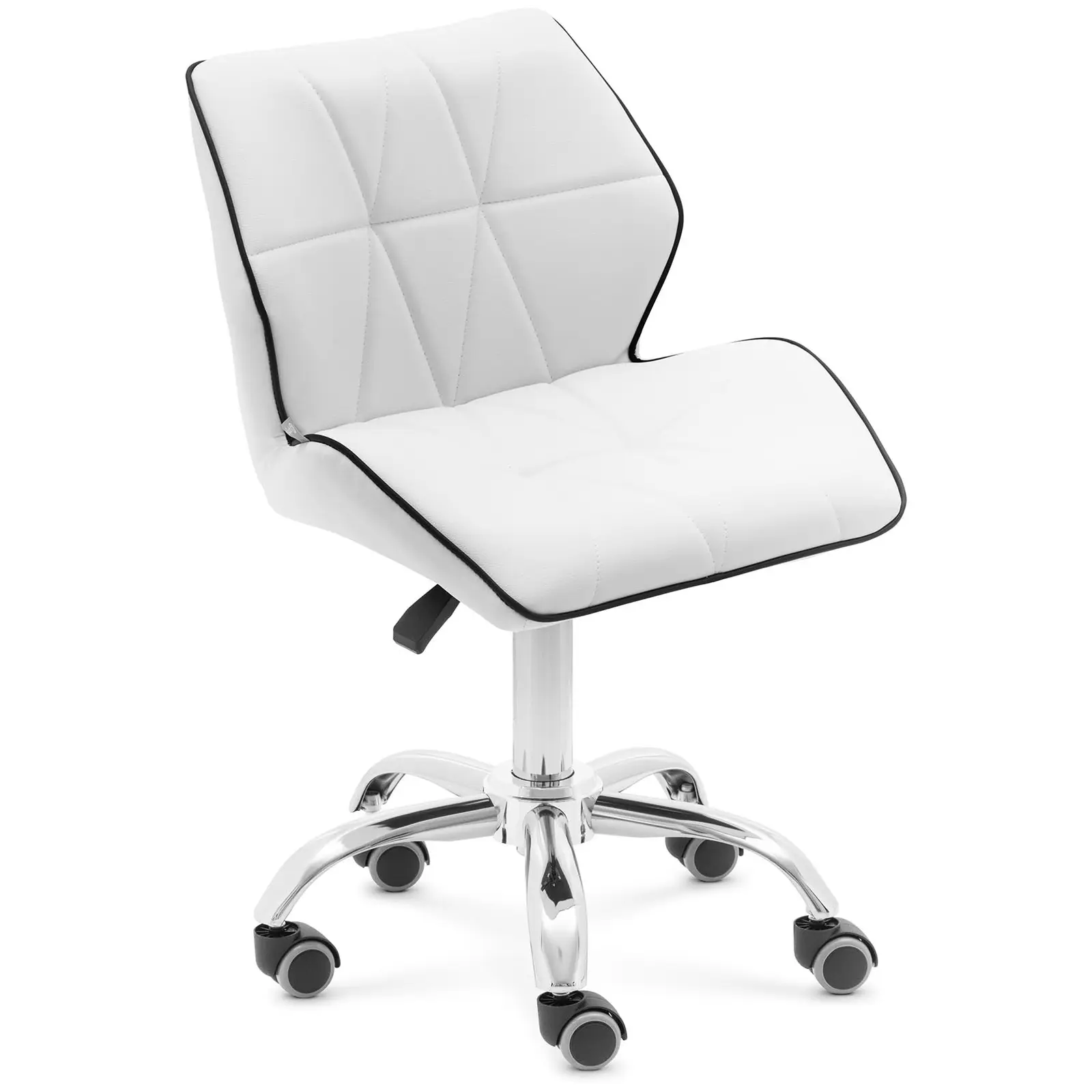 Tabouret à roulette avec dossier - 45 - 59 cm - 150 kg - Blanc