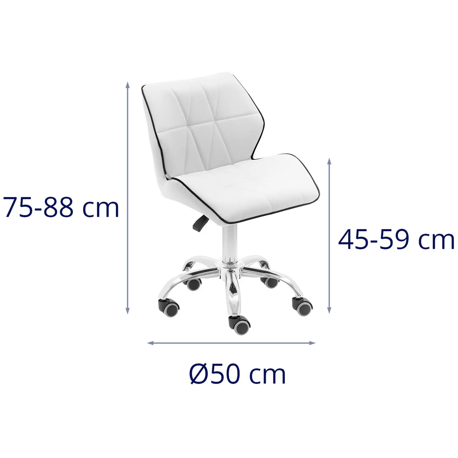 Arbejdsstol med hjul - 45 - 59 cm - 150 kg - hvid