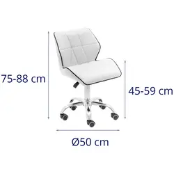 Roller Stool with Backrest - 45 - 59 cm - 150 kg - white