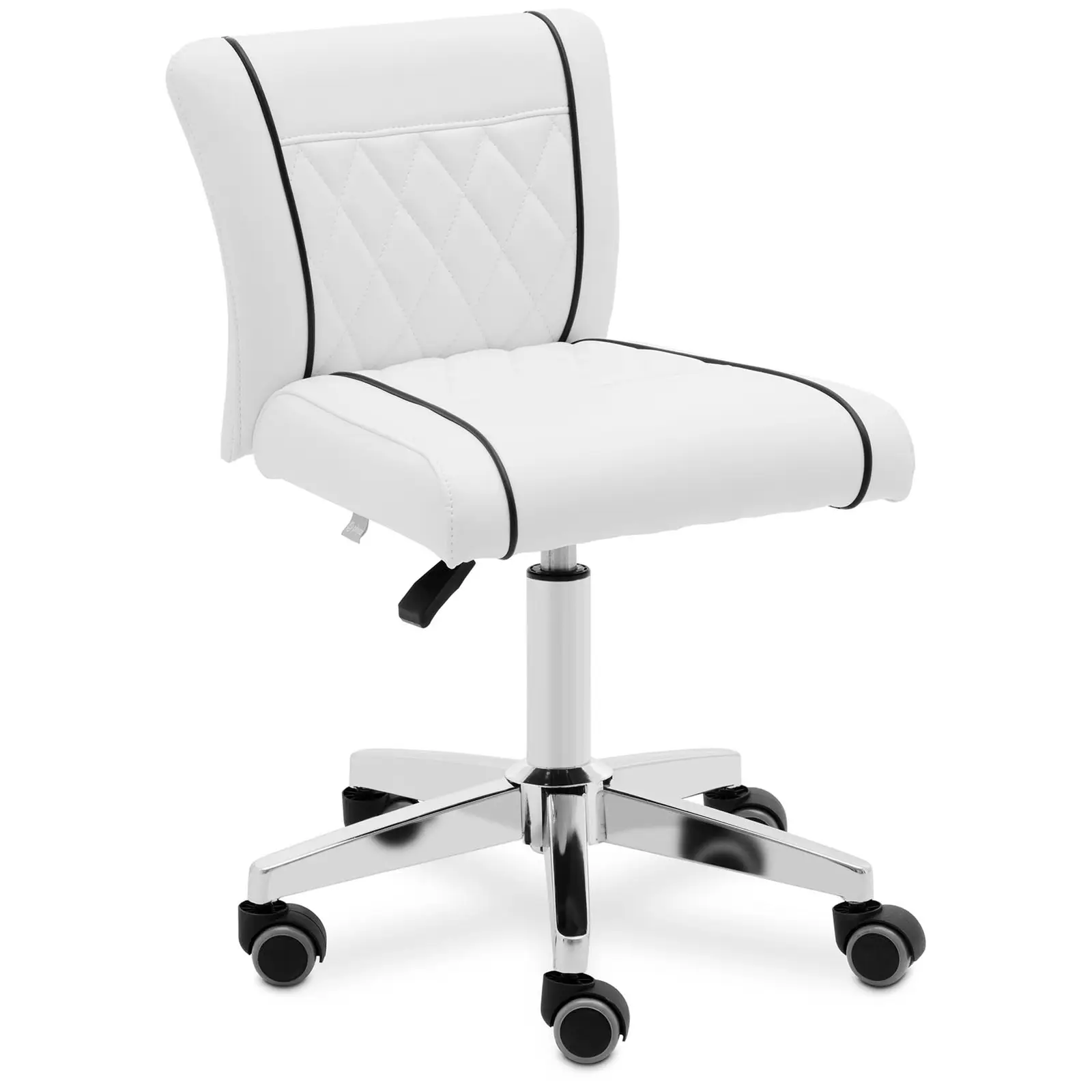 Tabouret à roulette avec dossier - 45 - 59 cm - 150 kg - Blanc