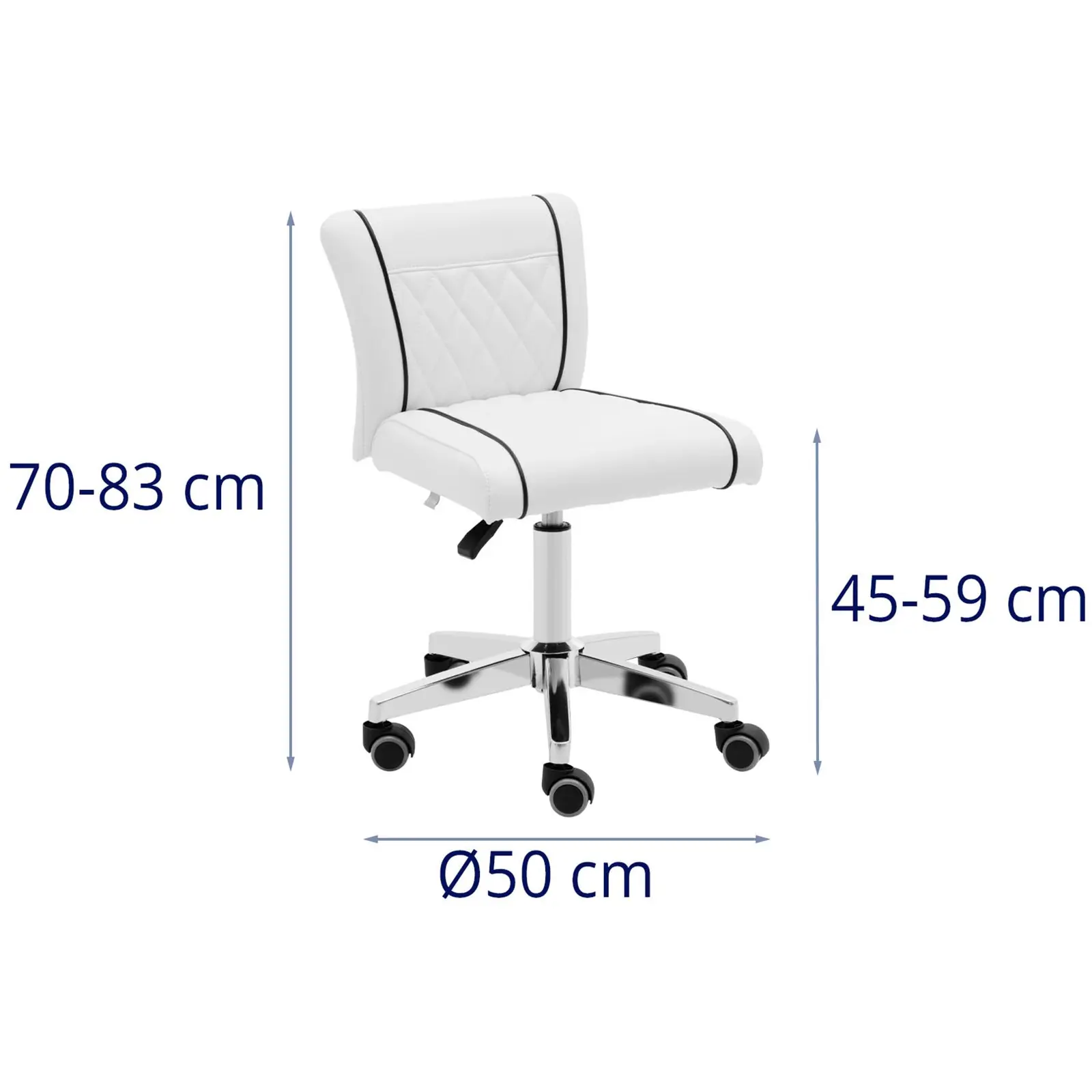 Arbejdsstol med hjul - 45 - 59 cm - 150 kg - hvid