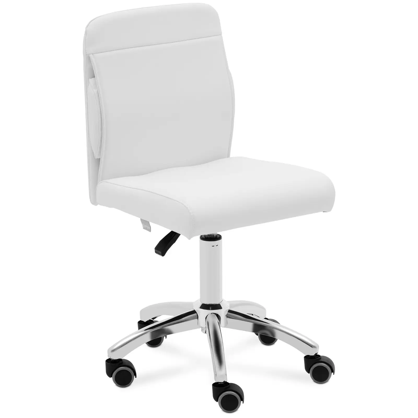 Taburete con ruedas y respaldo - 48 - 62 cm - 150 kg - blanco