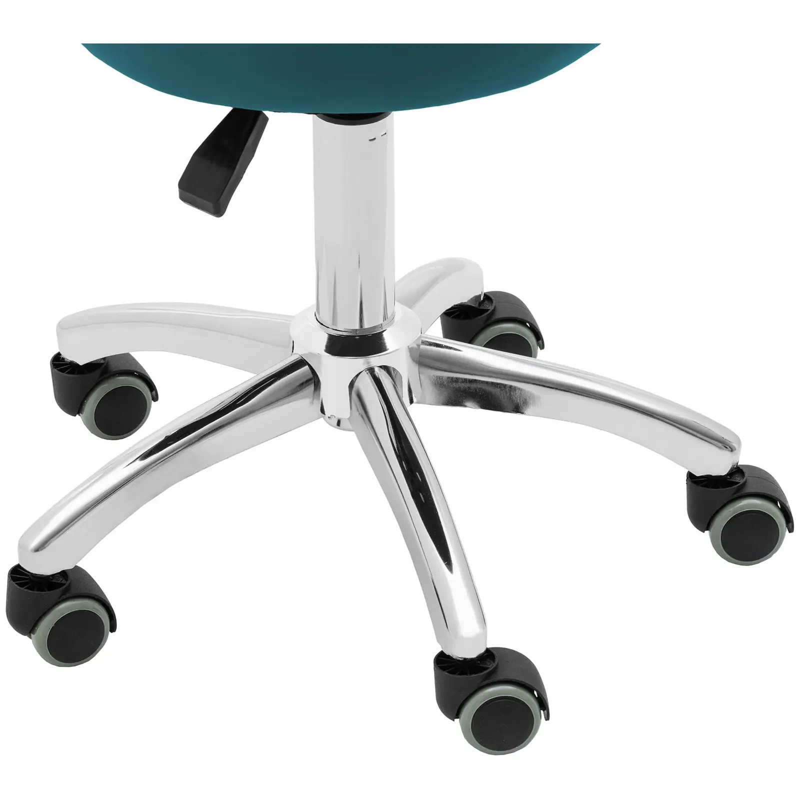 Tabouret à roulette avec dossier - 46 - 60 cm - 150 kg - Turquoise