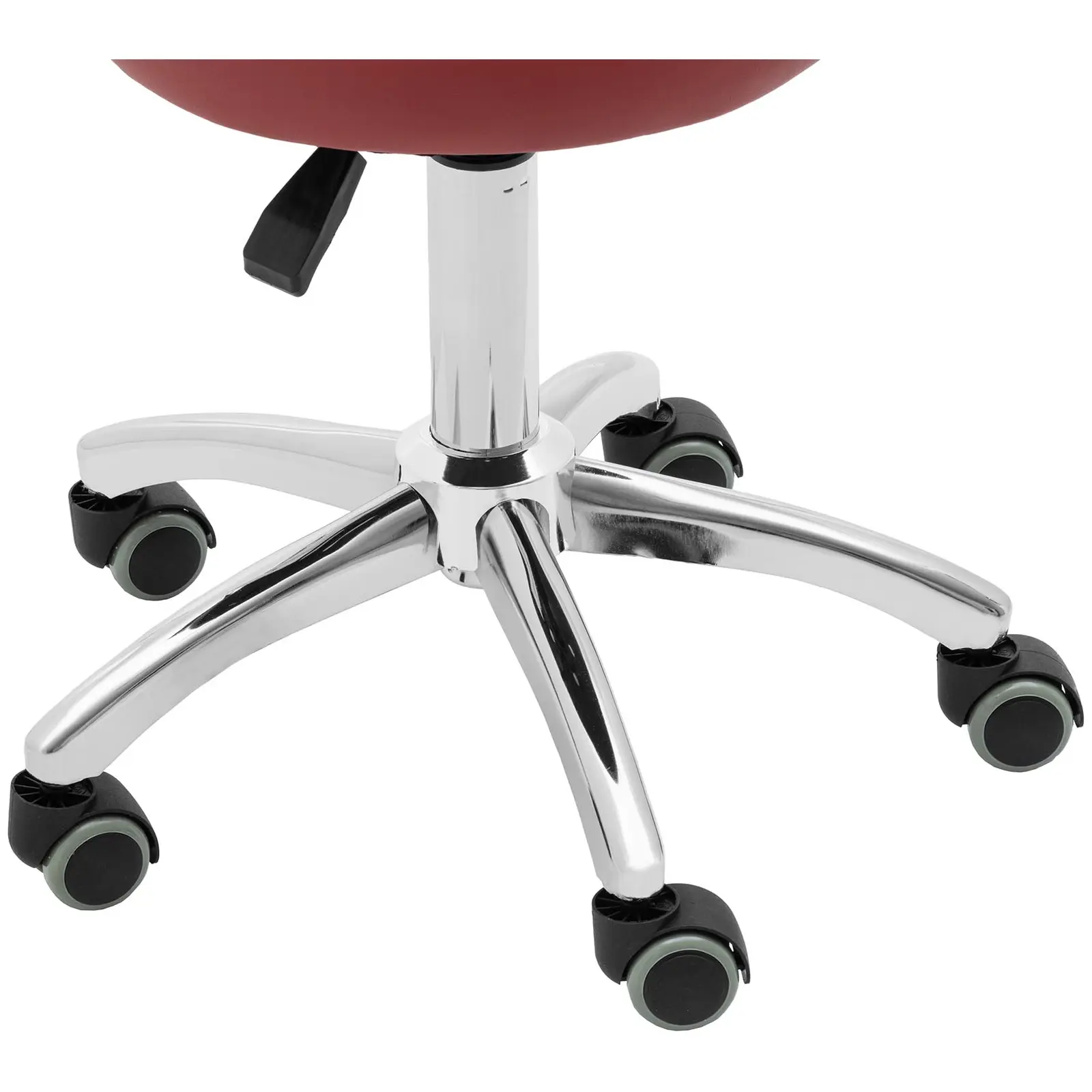 Tabouret à roulette avec dossier - 46 - 60 cm - 150 kg - Bordeaux