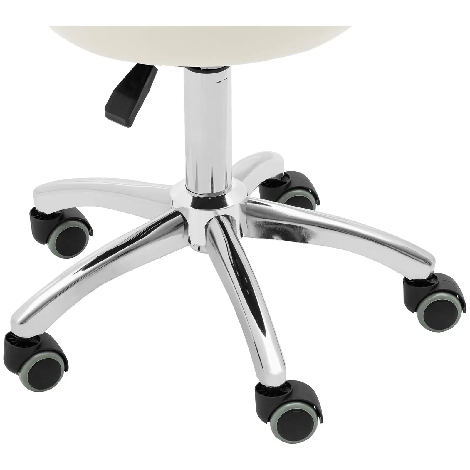 Tabouret à roulette avec dossier - 46 - 60 cm - 150 kg - Beige (Anneau repose-pied: Non)