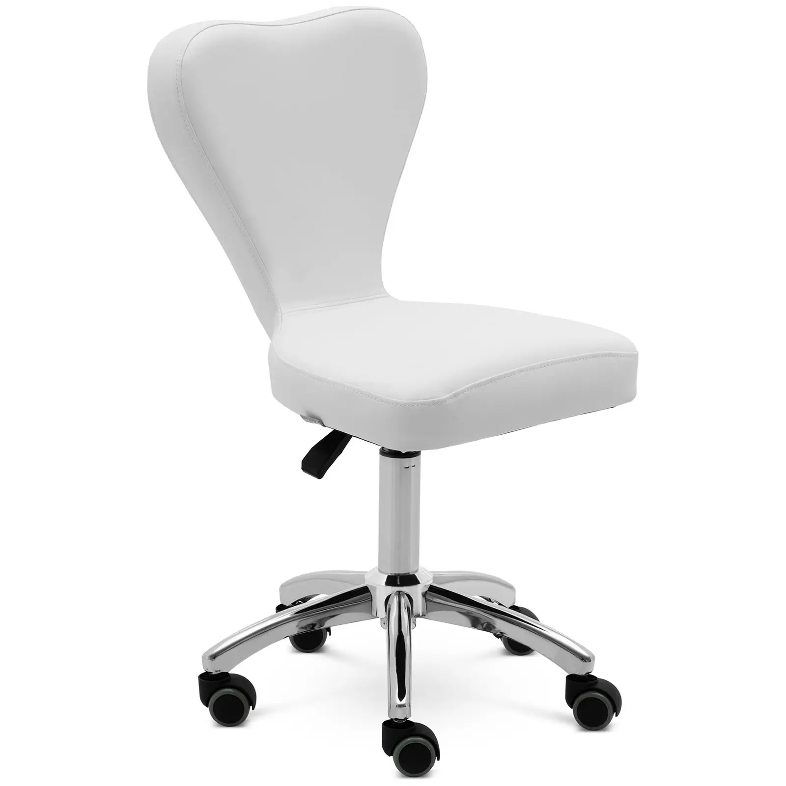 Tabouret à roulette avec dossier - 49 - 63 cm - 150 kg - Blanc