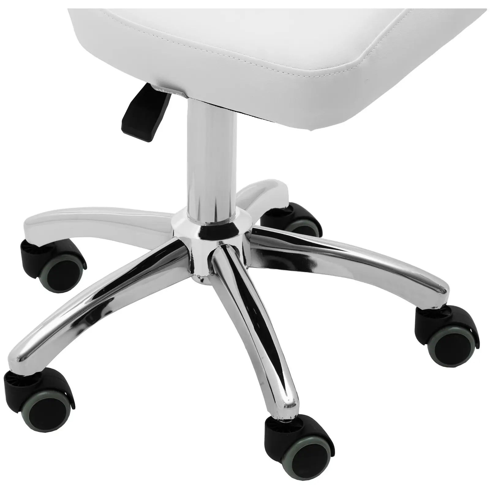 Tabouret à roulette avec dossier - 49 - 63 cm - 150 kg - Blanc