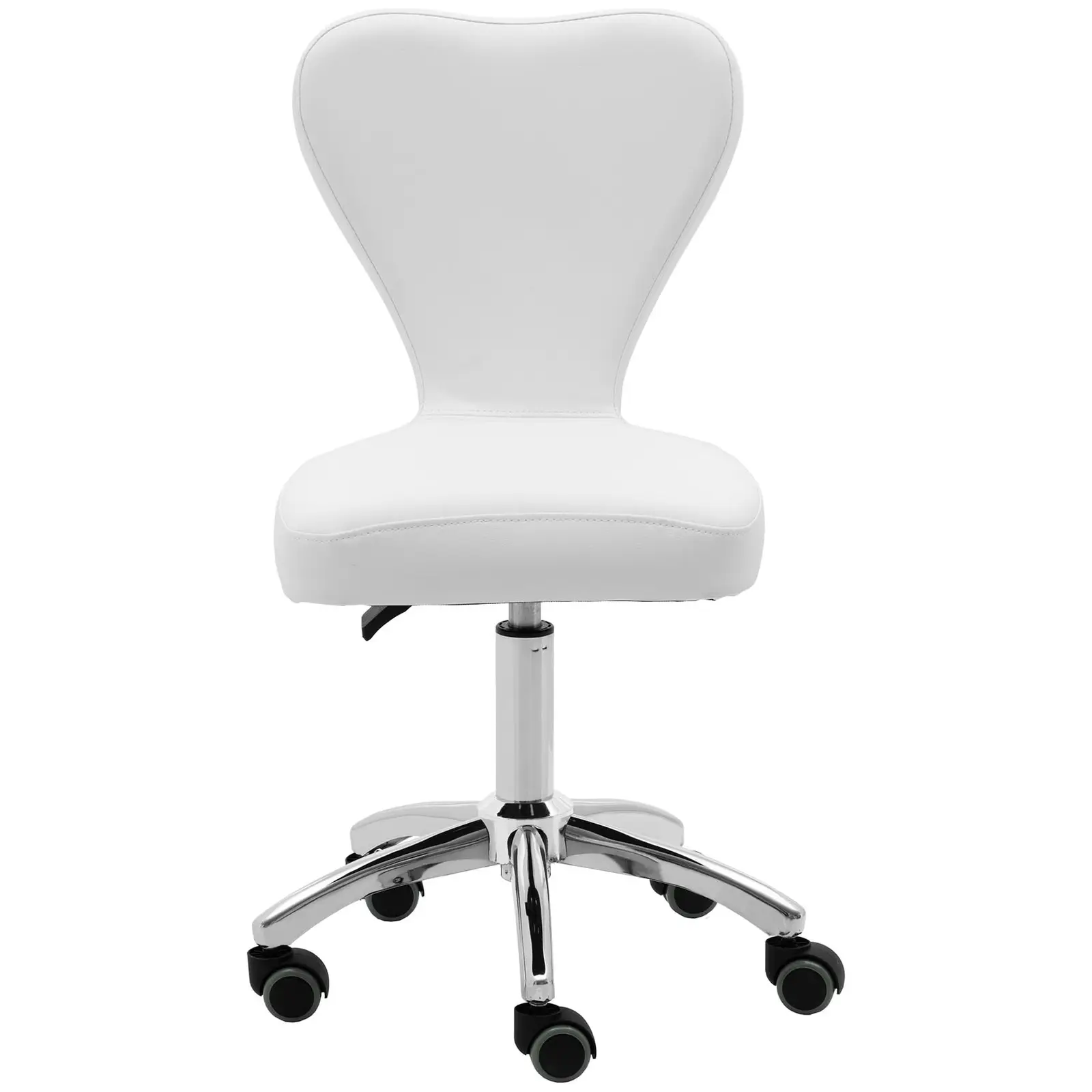 Otočná židle na kolečkách s opěradlem - 49–63 cm - 150 kg - bílá (Minimální výška sezení: 46 cm)