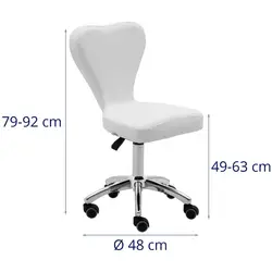 Roller Stool with Backrest - 49 - 63 cm - 150 kg - white