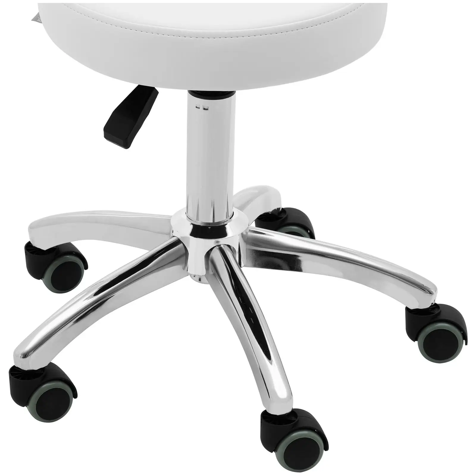 Tabouret à roulette avec dossier - 46 - 60 cm - 150 kg - Blanc